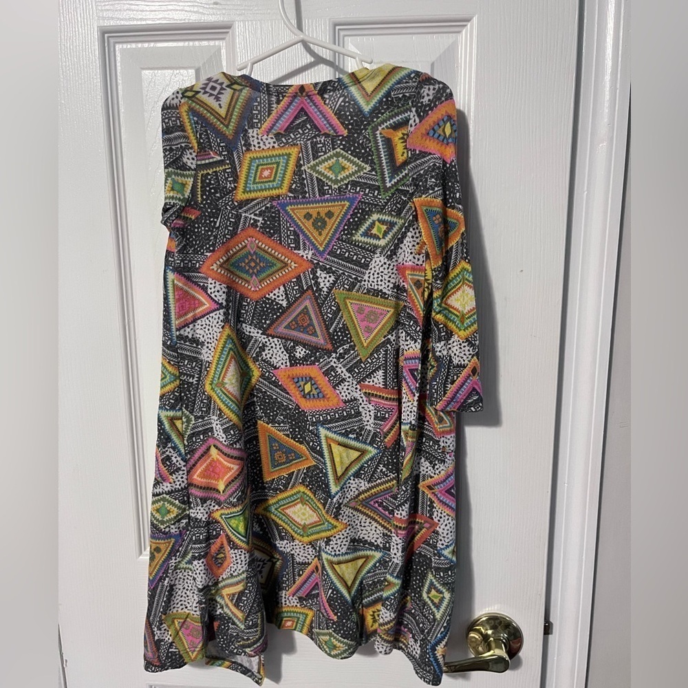 LuLaRoe Sariah size 4 girls multicolor long long sweater open front cardigan - Picture 1 of 3